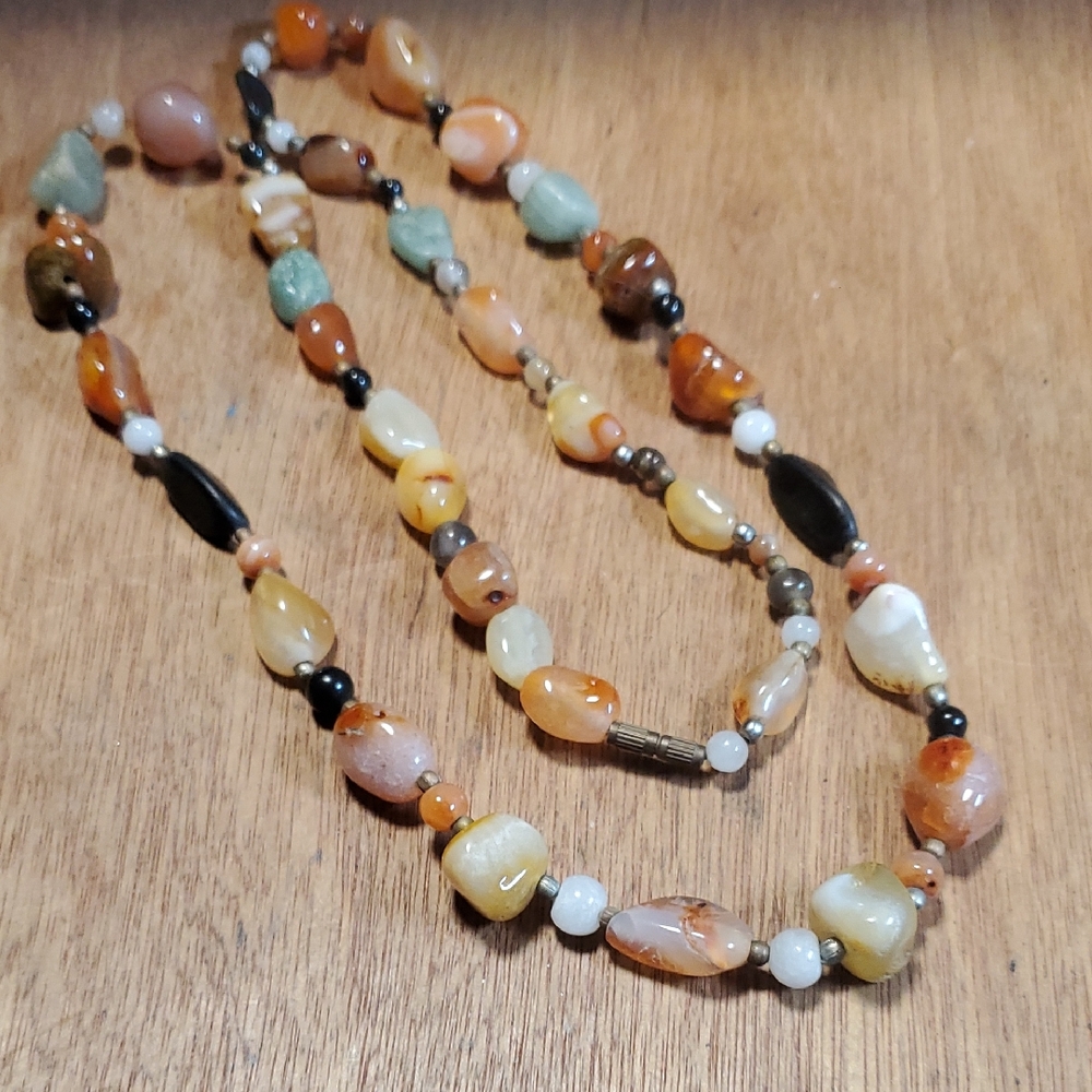Natural Polushed Rock Necklace 30" D